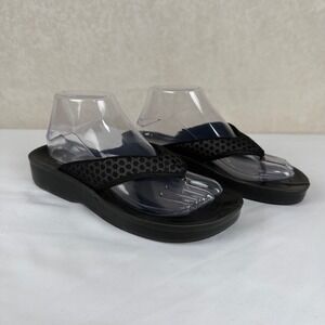 Aerosoft Black Wedge Flip Flop Sandals Women's Comfort‎ Size 9US Minimalist NWOB